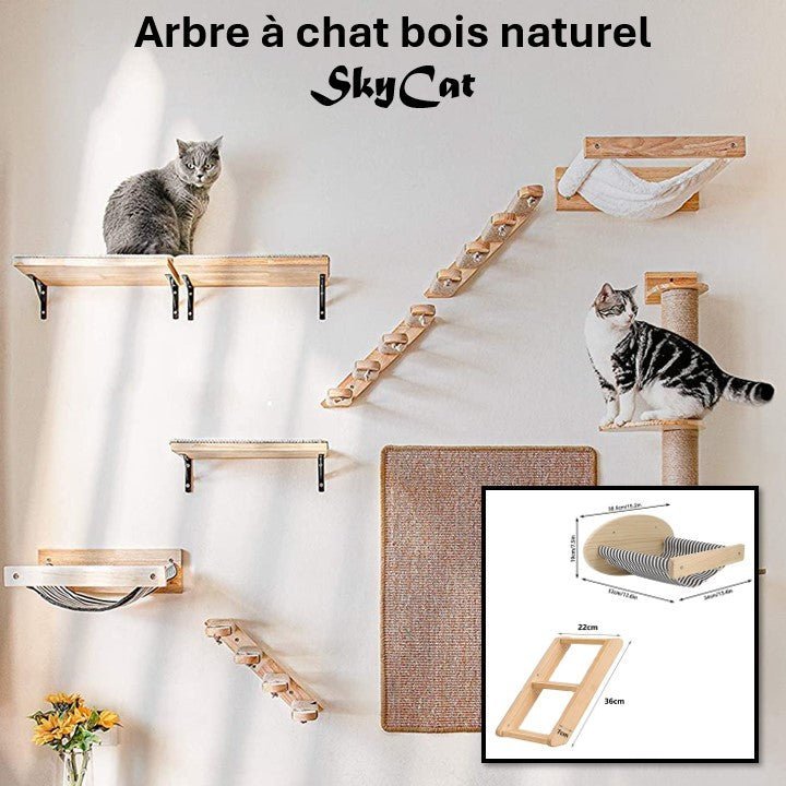 Arbre à chat bois naturel - SkyCat - Passion Murale