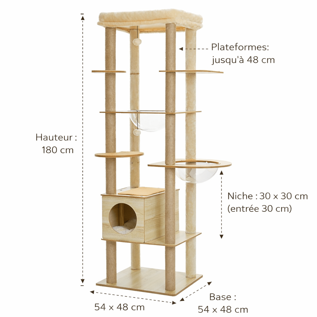 arbre a chat en bois dimensions