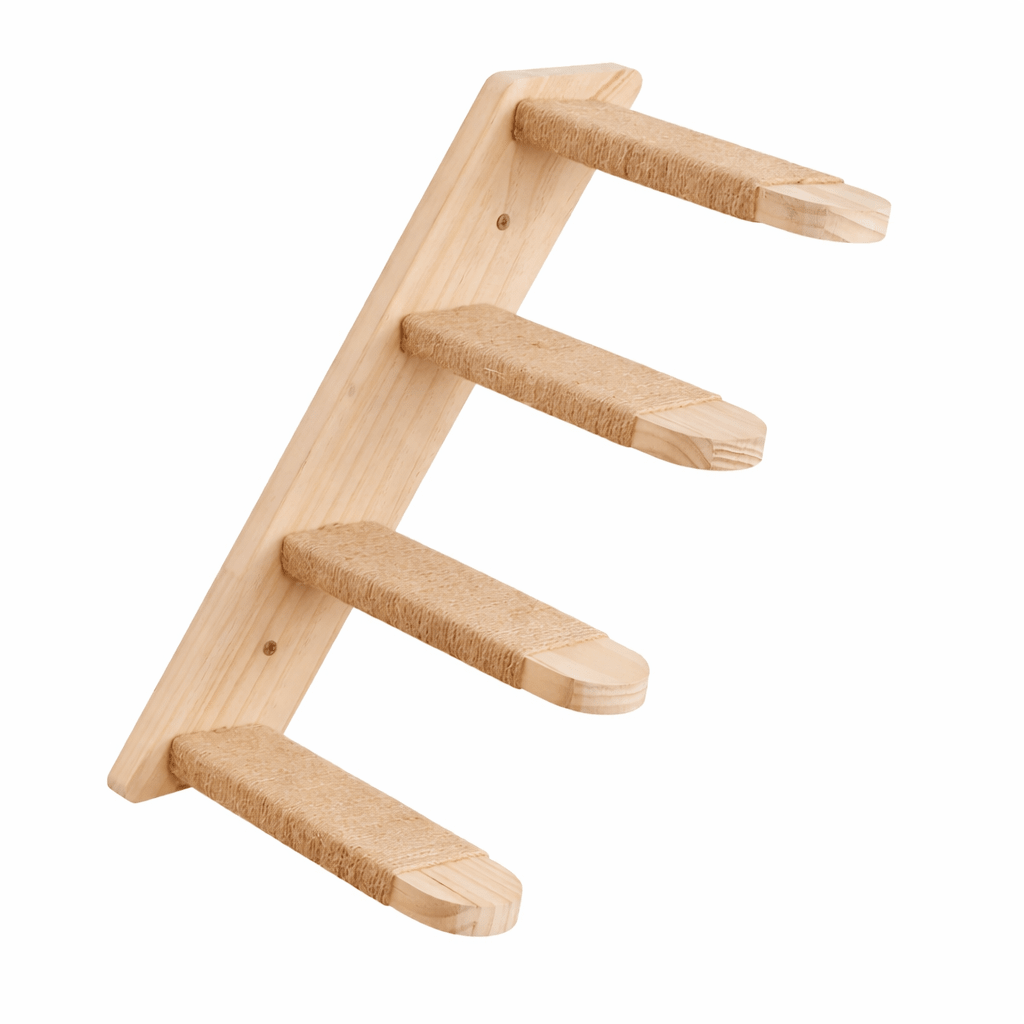zoom escalier chat bois avec sisal
