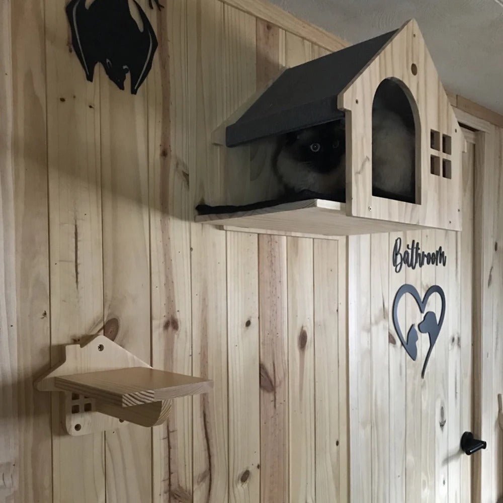 arbre a chat mural bois design maison FelinDesign