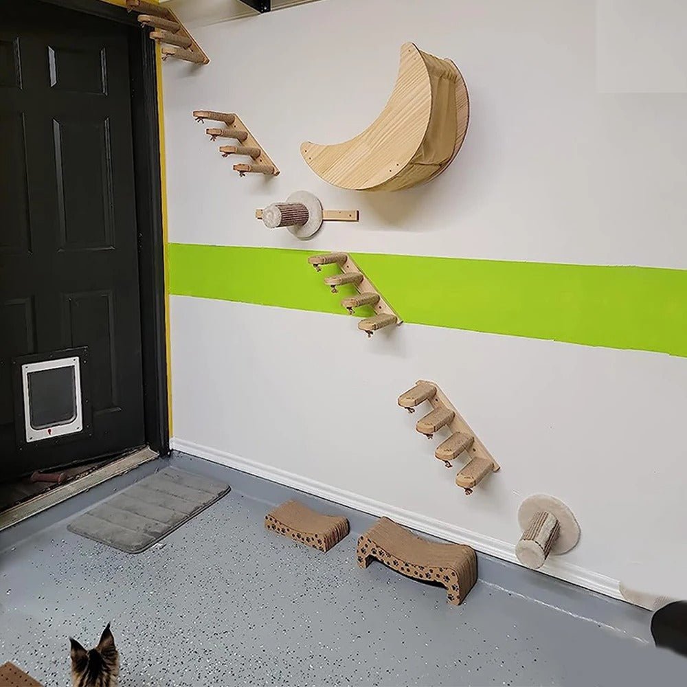parcours d'arbre a chat mural bois Naturalfeline