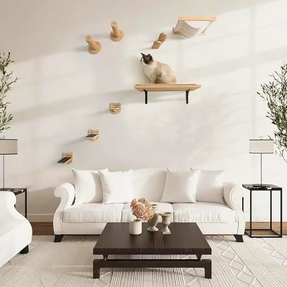 beau mur salon avec parcours d'arbre chat mural VerticalFlex
