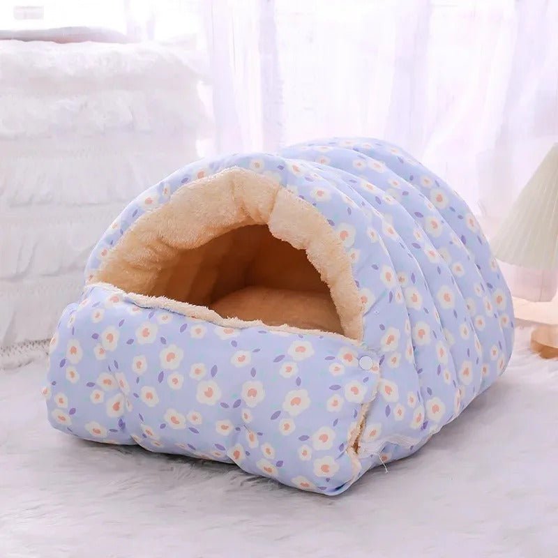coussin à chat bleu