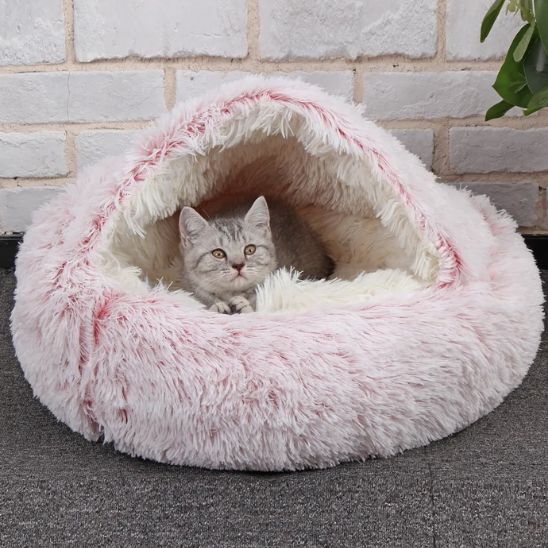 mignon chaton couché chaleur dans coussin pour chat rose Duvet Félin