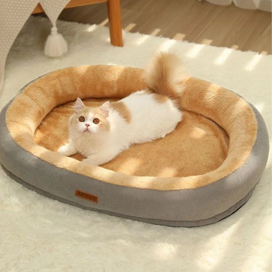 chat excité joue dans coussin pour chats Plouf Douillet