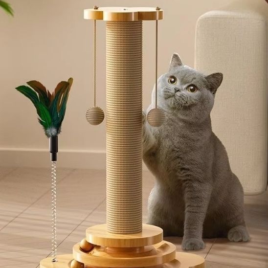 chat joue avec deuxième jouets accroché griffoir en sisal NaturPro