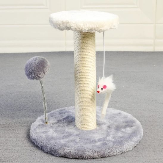 griffoir sisal gris avec jouets integrés Protection féline