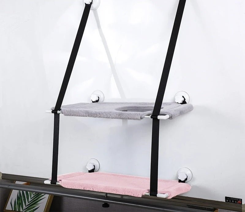 hamac chat mural rose gris