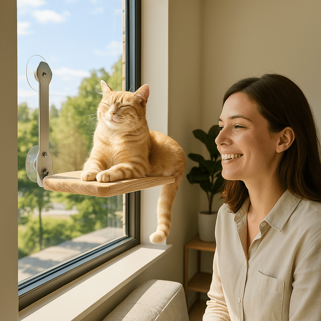 chat heureux couché dessus hamac mural chat RayonRonron