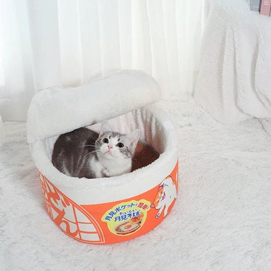 chat couché dans panier pour chat orange Bol à Ronrons