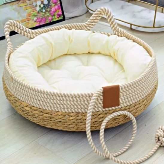 panier chat osier coussin blanc ChaCha Cosy