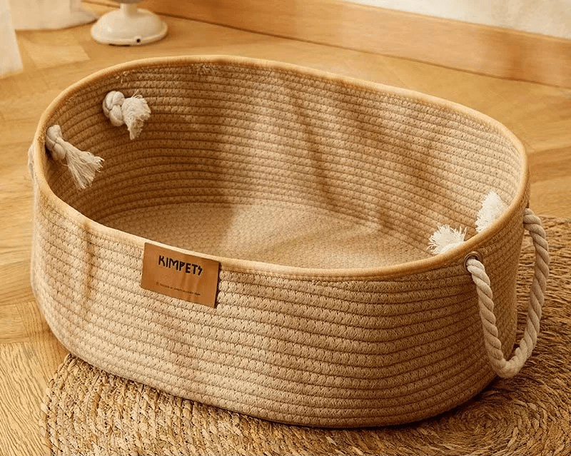 grand format panier chat rotin Rotinou