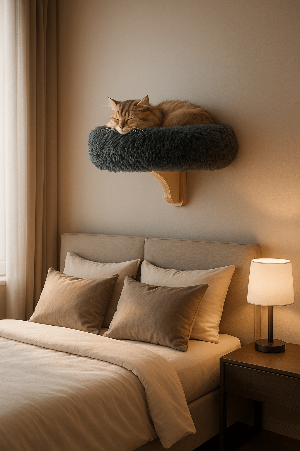 gros minet fait dodo dans panier mural chat Le Tronc Félin