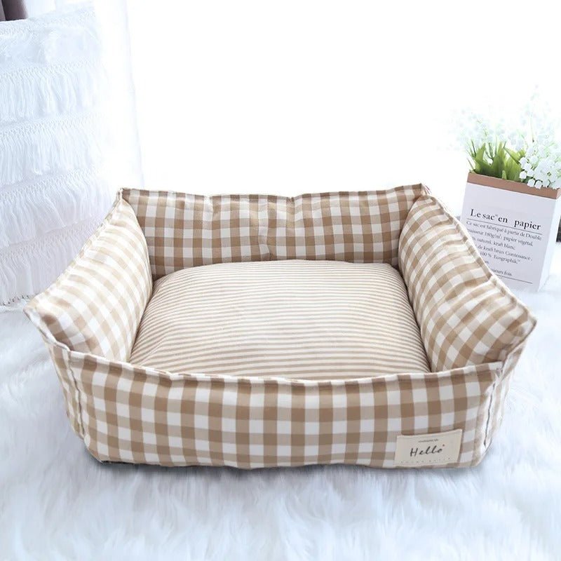 panier chat xxl vichy beige style canapé