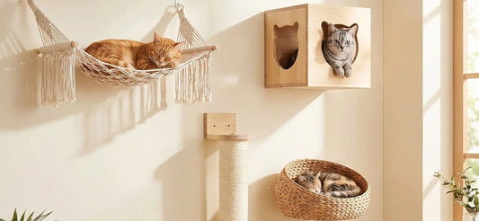 Arbre à chat mural avec hamac mural, niche murale et panier mural pour chat