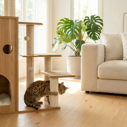 arbre a chat bois zoom griffoir sisal chat