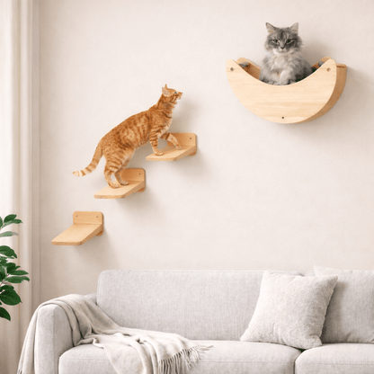 étagères murales pour chat bois massif escalade salon moderne
