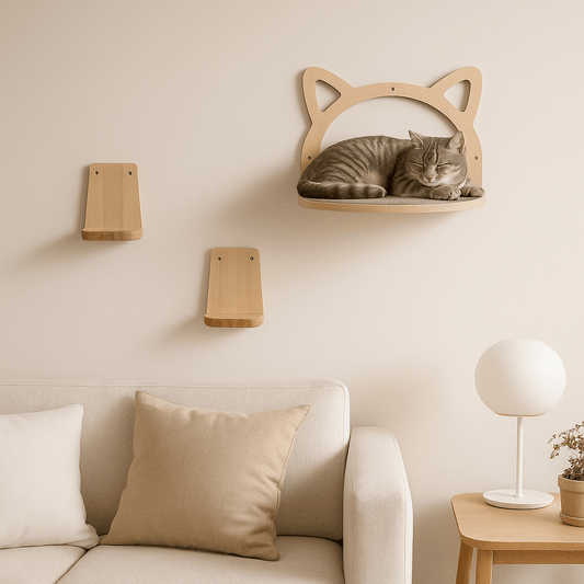 minette observe territoire couché dans arbre à chat bois naturel chill chat