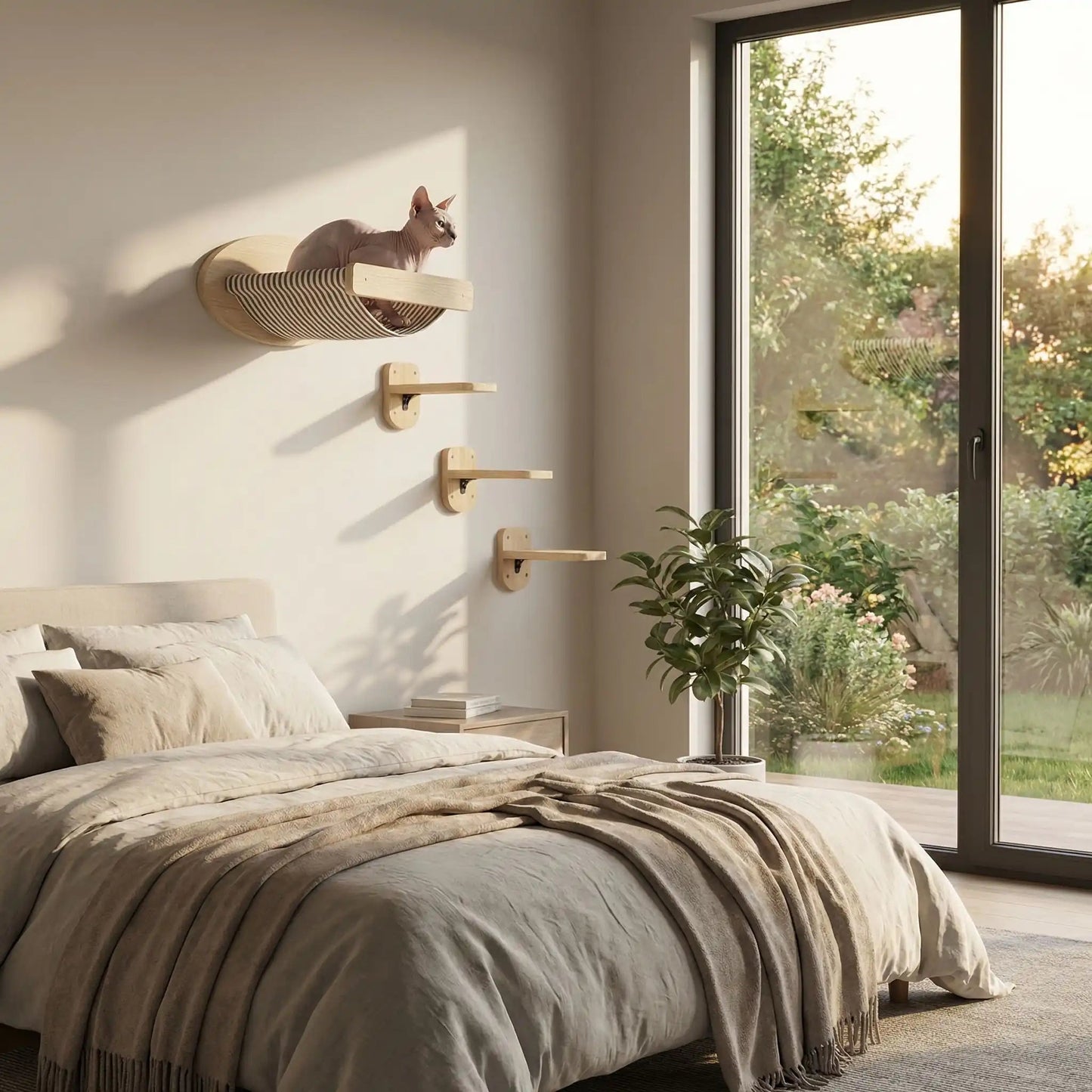 🌳 Arbre à chat bois naturel - Élégant, durable et mural - Passion Murale