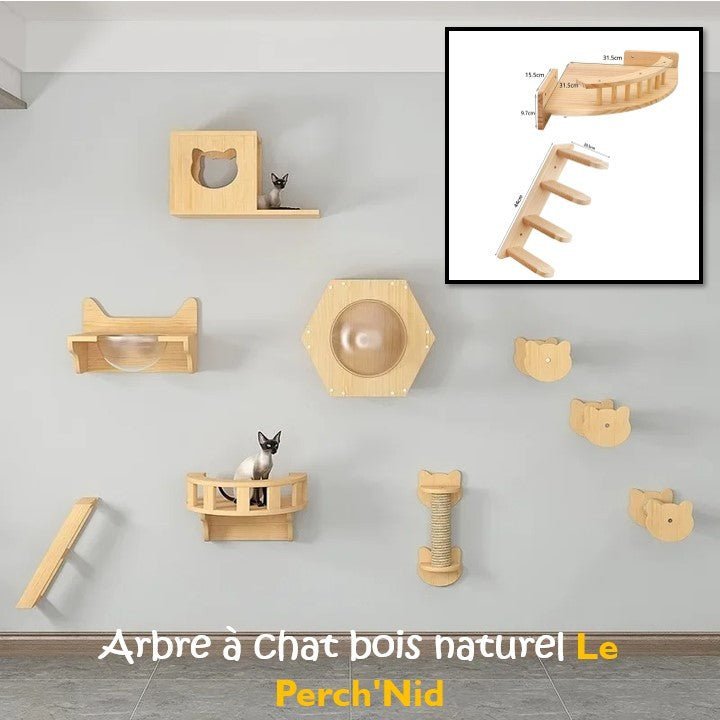 Arbre à chat bois naturel - Le Perch'Nid - Passion Murale