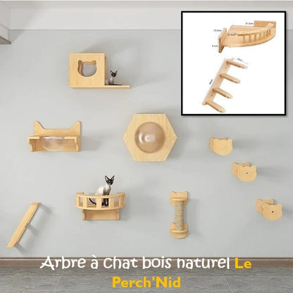 Arbre à chat bois naturel - Le Perch'Nid - Passion Murale