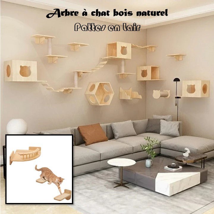Arbre à chat bois naturel - Pattes en L'air - Passion Murale