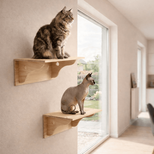 arbre à chat bois mural design prémium salon beige
