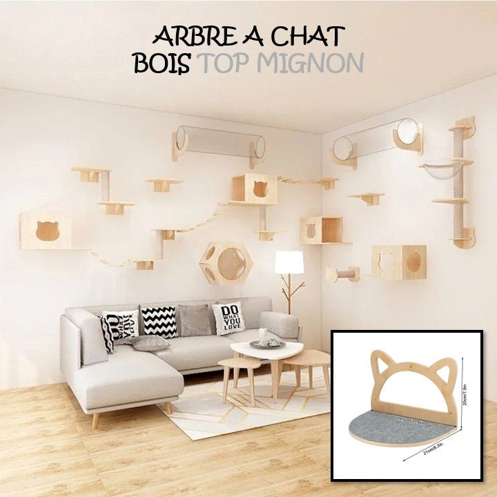 ARBRE À CHAT BOIS - TOP MIGNON - Passion Murale