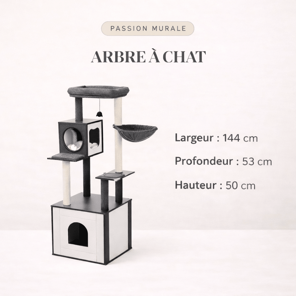 arbre à chat design noir blanc dimensions