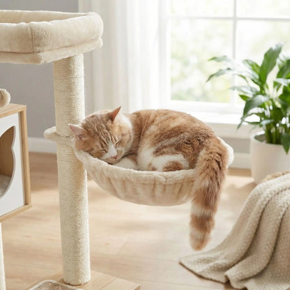arbre à chat en bois hamac confort chat
