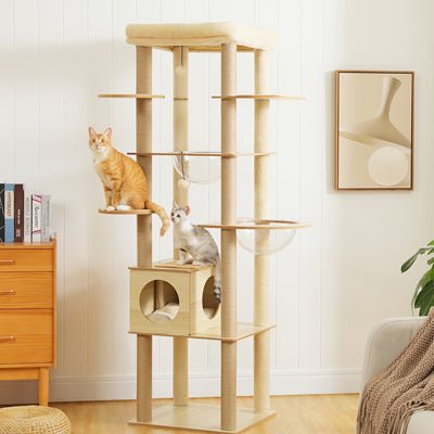 arbre a chat en bois design multiniveaux