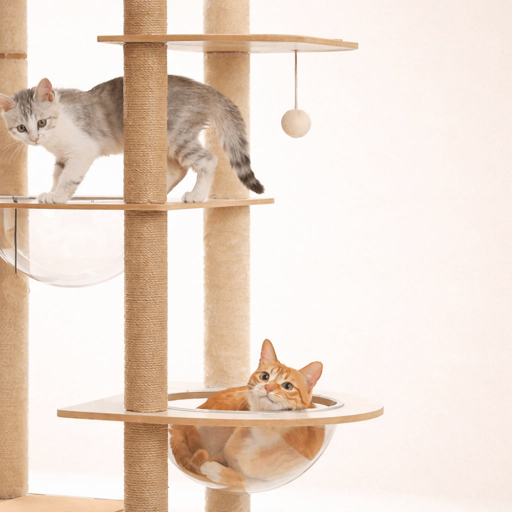arbre a chat en bois poteau griffoir