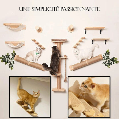 Arbre à chat en bois - GrimpeFélin - Passion Murale