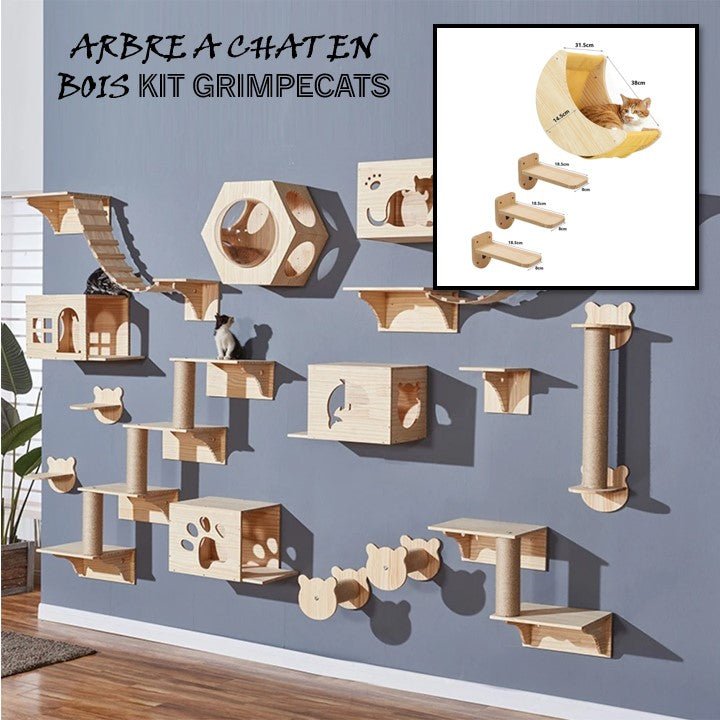 ARBRE À CHAT EN BOIS - KIT GRIMPECATS - Passion Murale