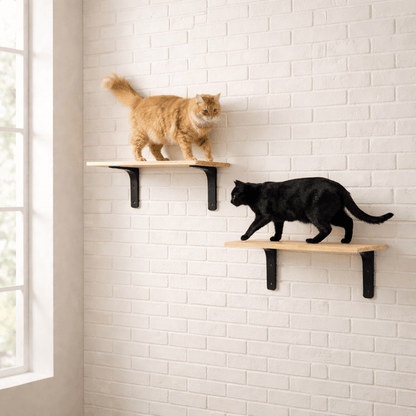 étagères murales pour chat en bois naturel