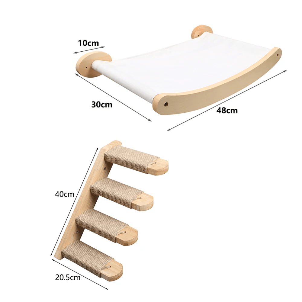 arbre à chat en bois mural hamac escalier dimensions