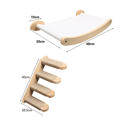 arbre à chat en bois mural hamac escalier dimensions