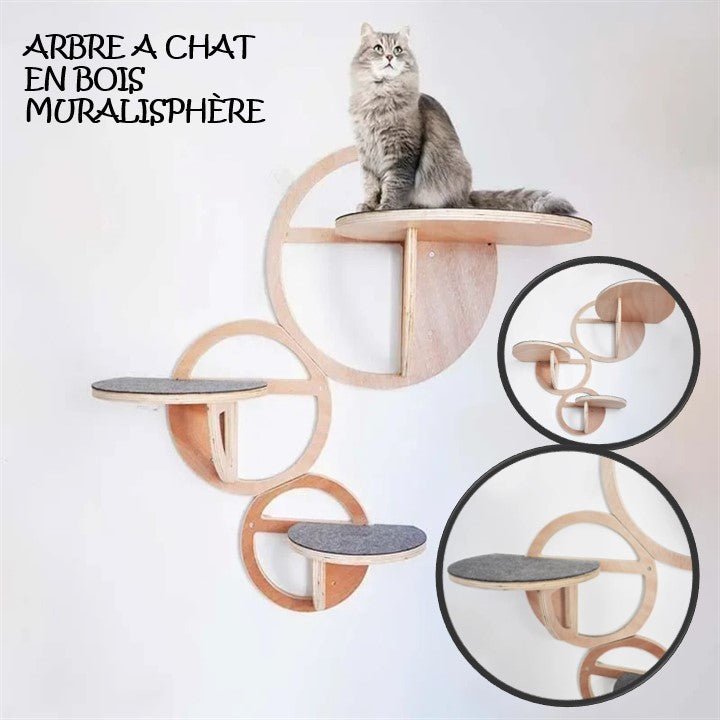 ARBRE À CHAT EN BOIS - MURALISPHÈRE - Passion Murale