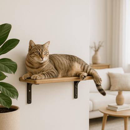 chat observe territoire couché sur arbre à chat en bois TopFélin
