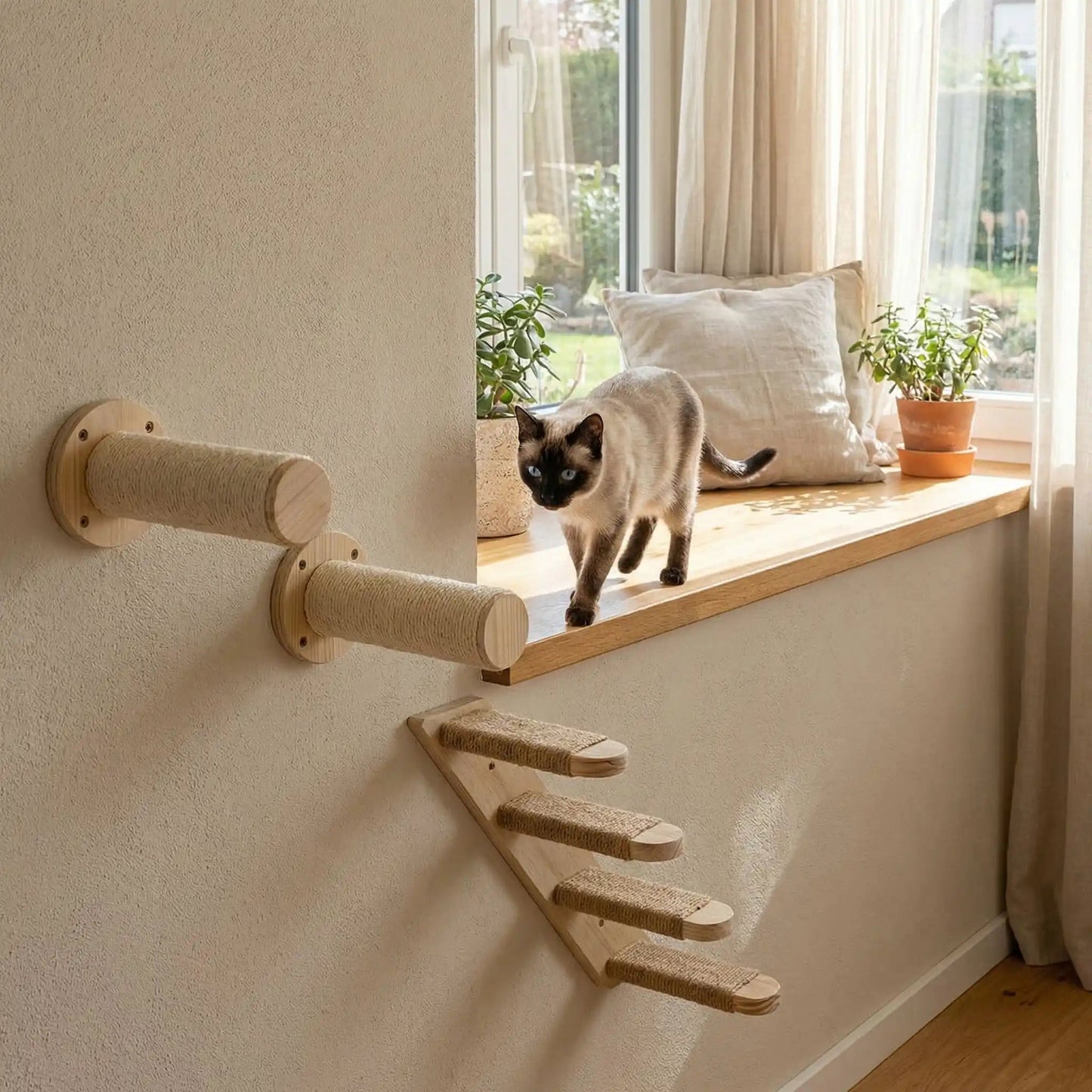 arbre a chat mural chat marche vers perchoir