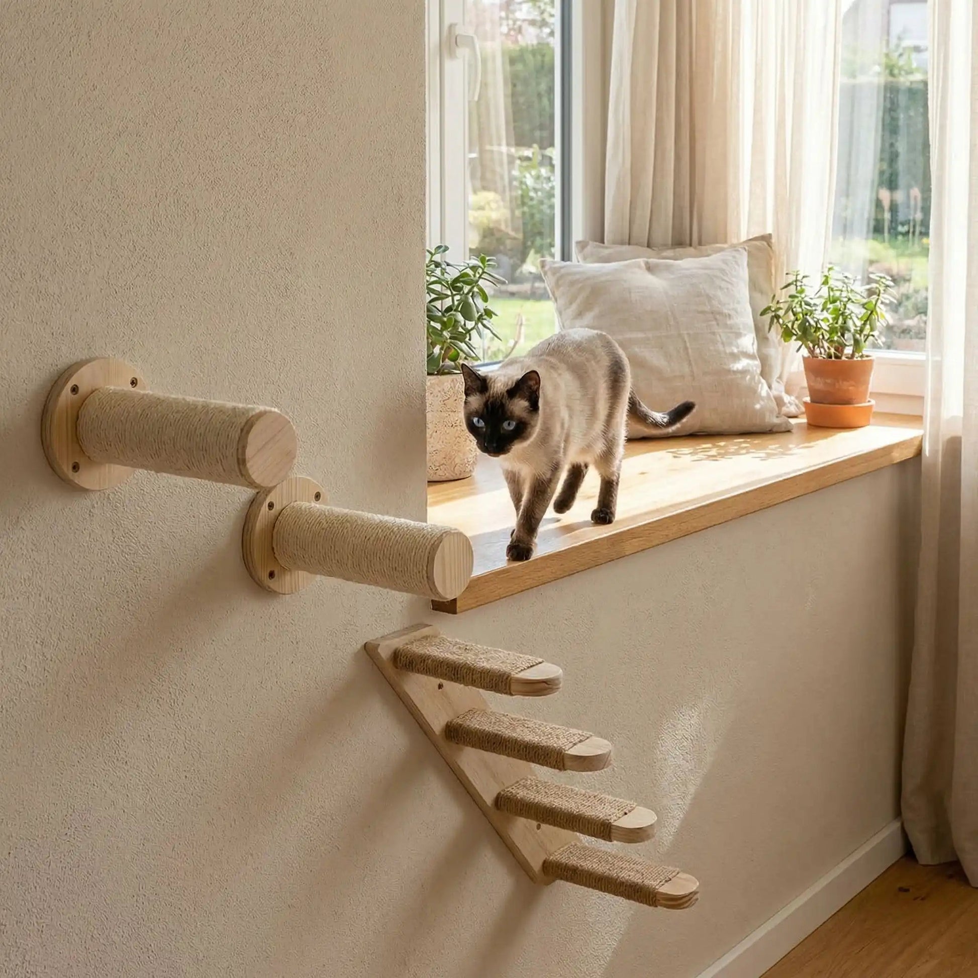 arbre a chat mural chat marche vers perchoir