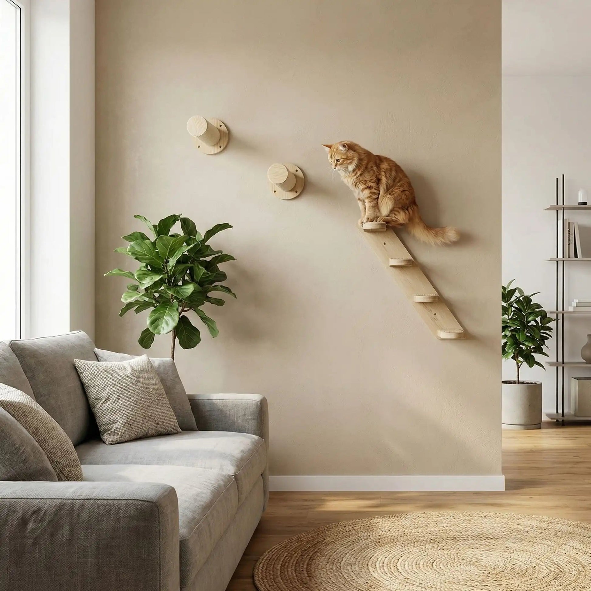 arbre a chat mural escalier bois sisal chat