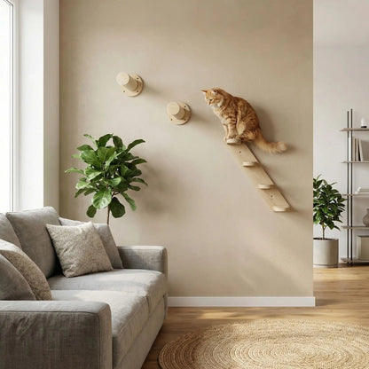 arbre a chat mural escalier bois sisal chat