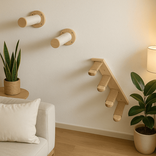 arbre a chat griffoir installé sur mur salon VerticalCat