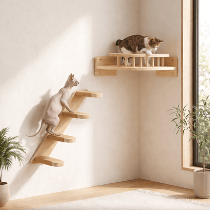 Arbre a chat mural bois - confort félin en hauteur 🐾 - Passion Murale