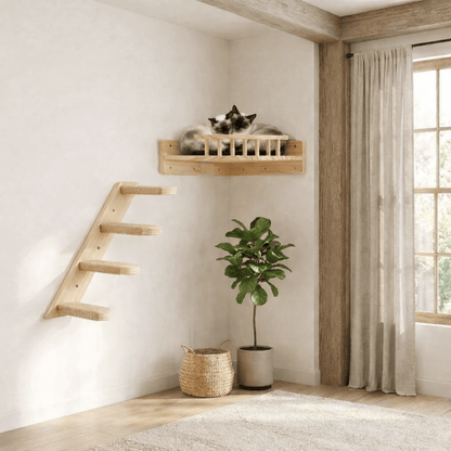 Arbre a chat mural bois - confort félin en hauteur 🐾 - Passion Murale