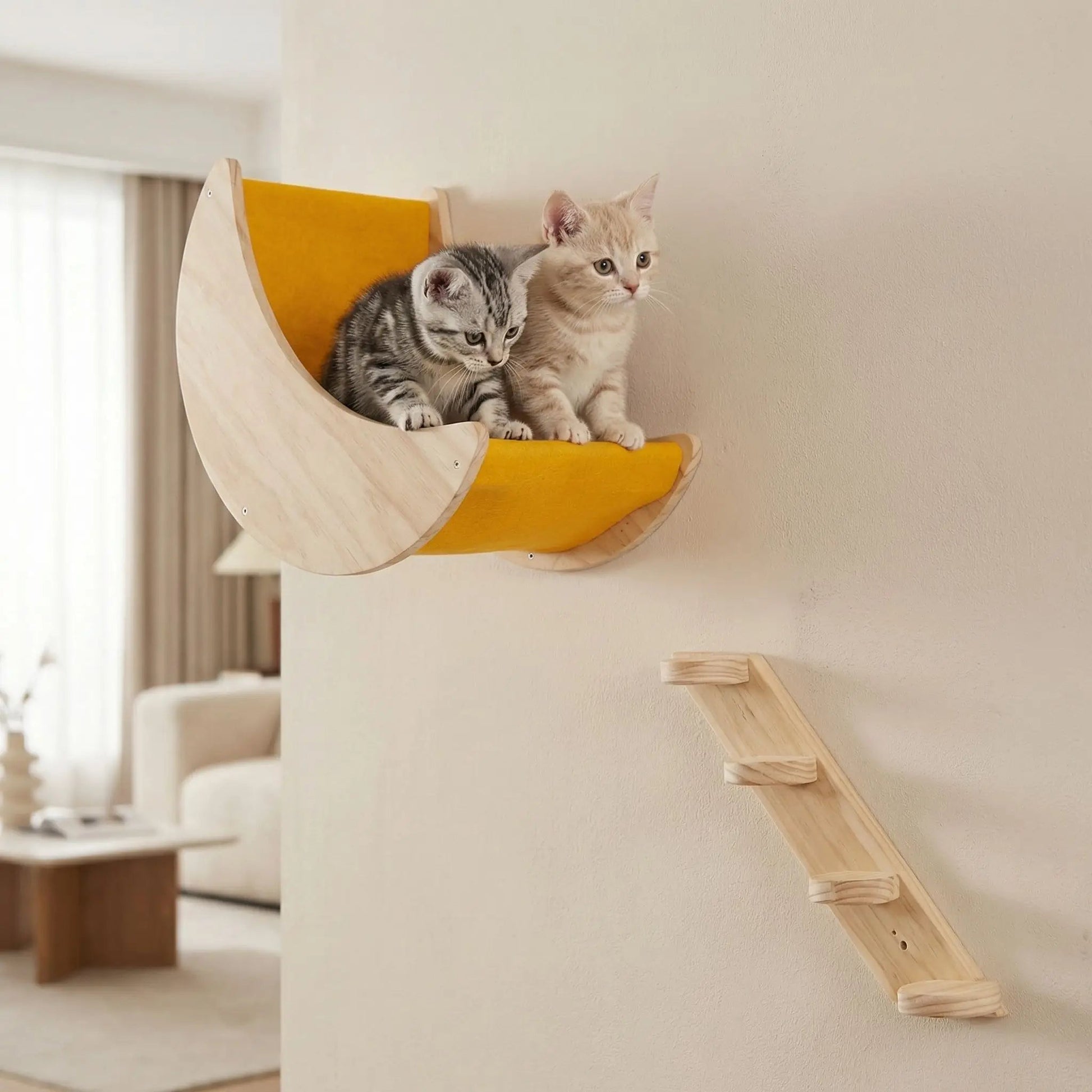 arbre à chat mural bois design pour deux chats