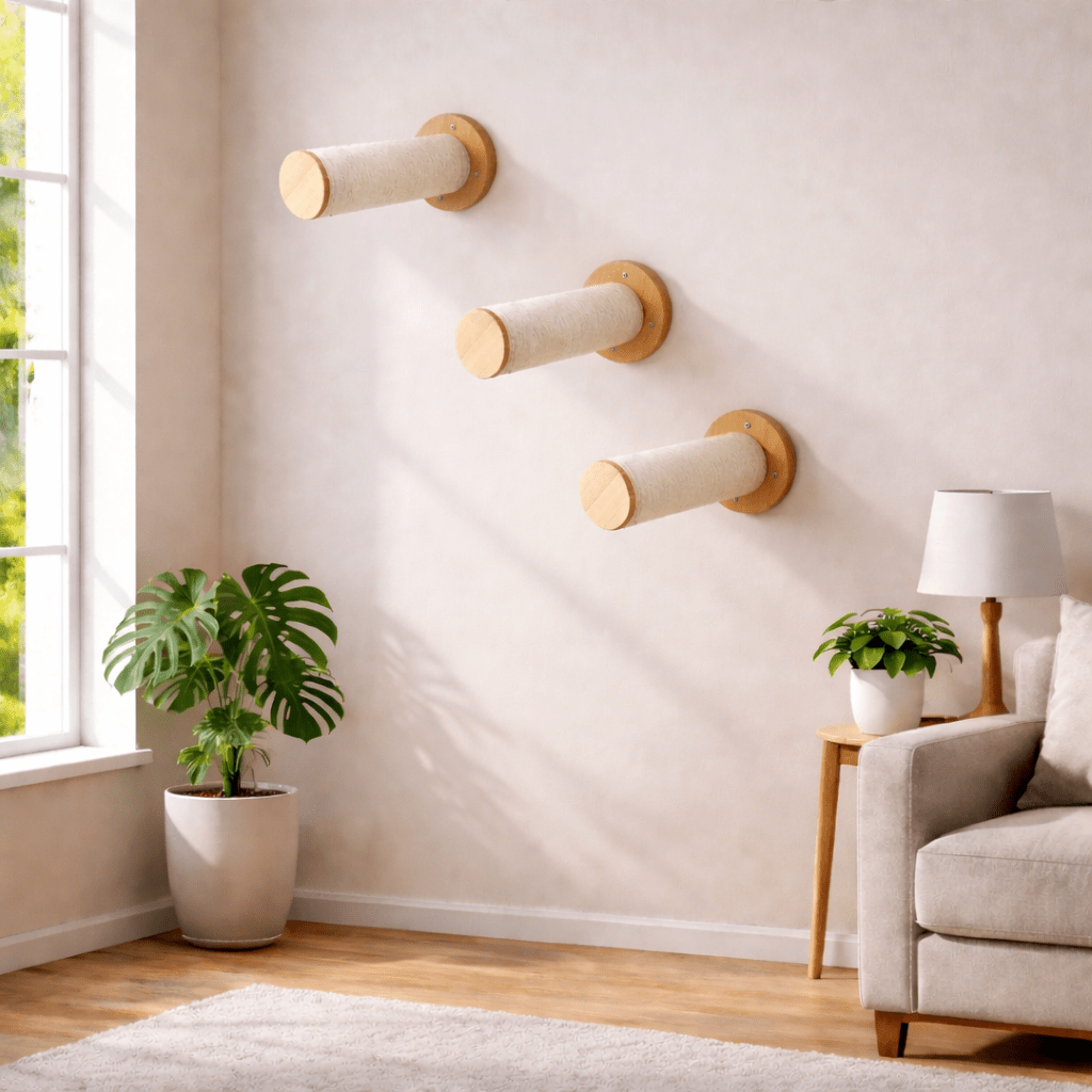 arbre à chat mural design perchoirs bois mural minimaliste