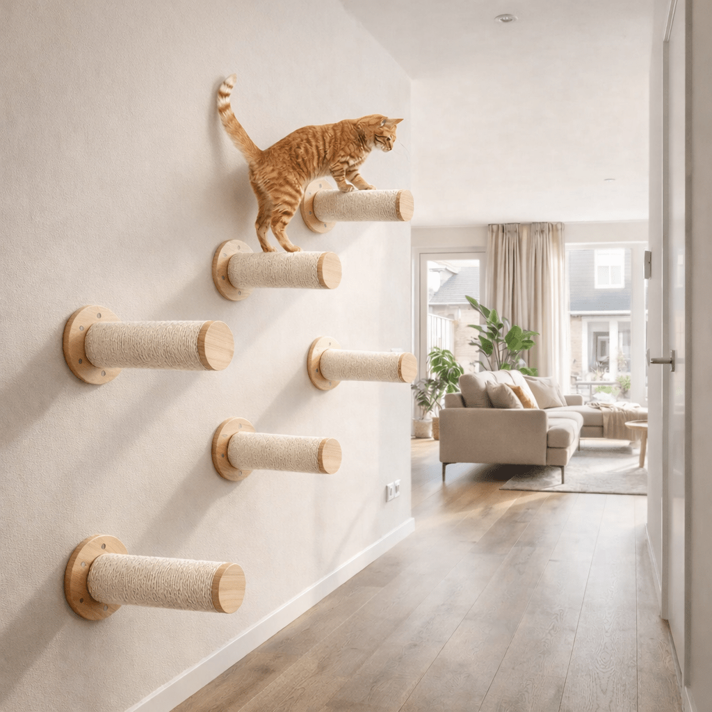 arbre à chat mural intégration salon moderne