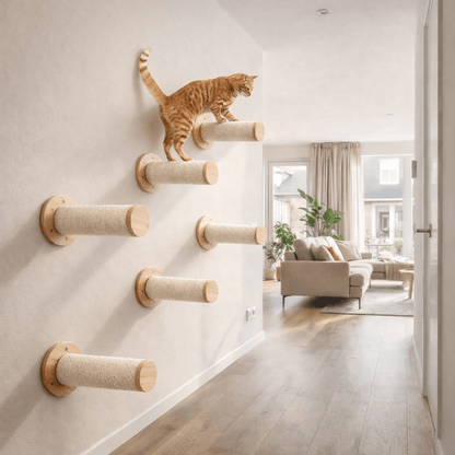 arbre à chat mural intégration salon moderne